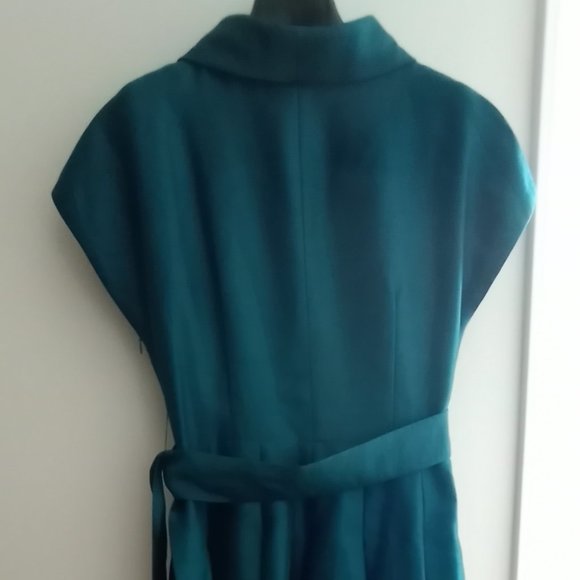 'NEW DIRECTIONS' Shawl collared full skirt Dress Size 12 Jewel toned Jad… - Picture 4 of 10